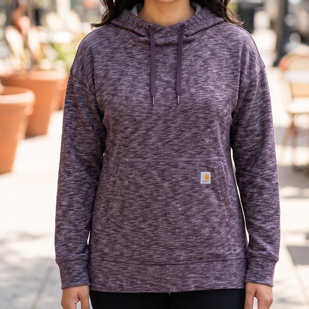 Carhartt Womens Relaxed Fit Purple Space Dye Hoodie‎ Pullover Thumbholes 5786